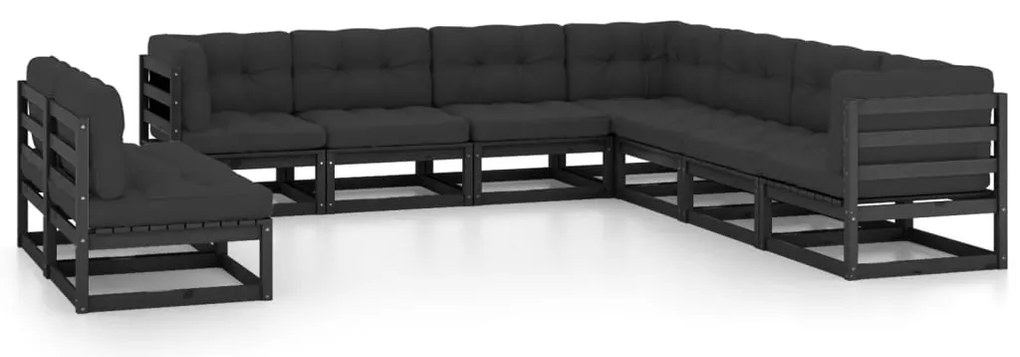 vidaXL Set mobilier grădină cu perne, 9 piese, lemn masiv de pin
