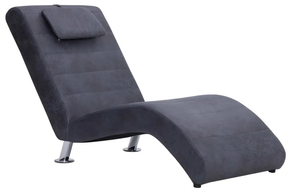 281283 vidaXL Șezlong cu pernă, gri, piele întoarsă artificială