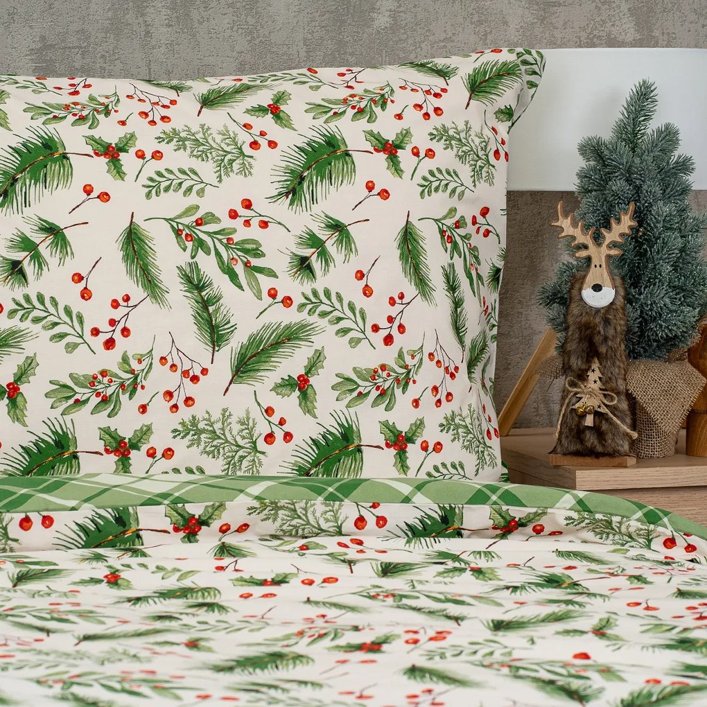 Lenjerie de pat din bumbac 4Home Scotch verde, 140 x 200 cm, 70 x 90 cm