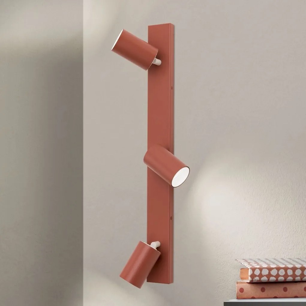 Aplica cu 3 spoturi directionabile stil minimalist PENN, rosu coral