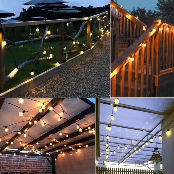 Ghirlanda Luminoasă cu Pendule, Eleganță în Grădină, 10m – Iluminat Exterior pentru Evenimente și Terase