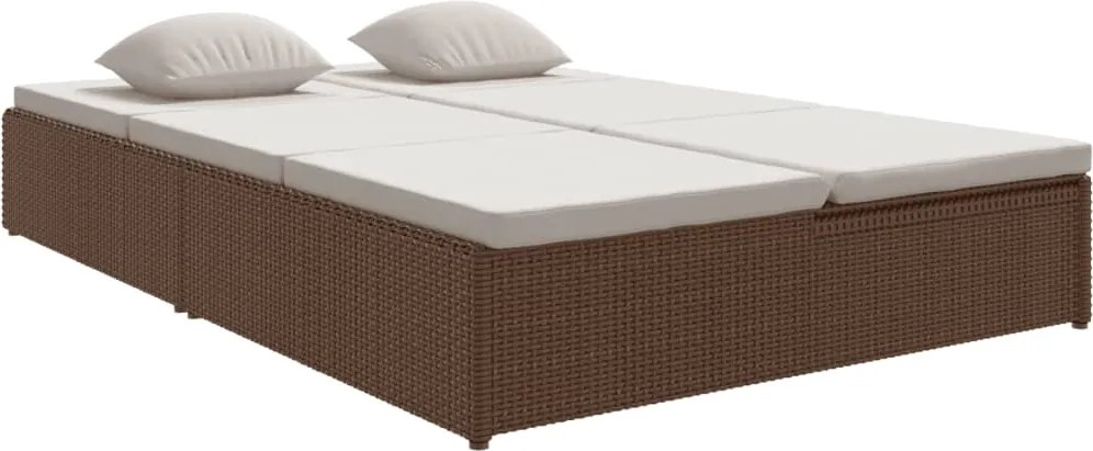 vidaXL Șezlong/canapea rabatabilă cu perne, maro, poliratan