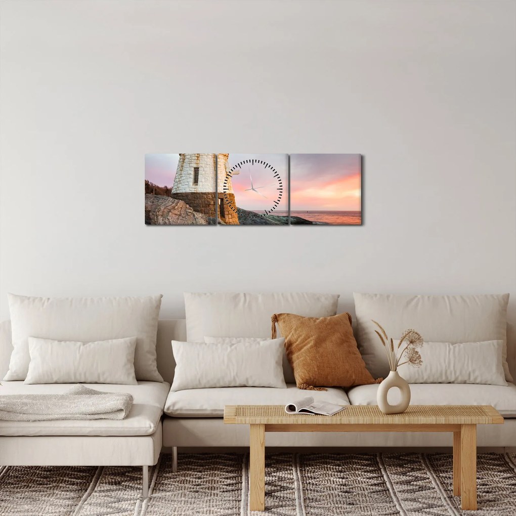 Tablou - Farul Castle Hill (cu ceas) (90x30 cm)
