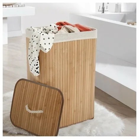 Compactor Coș pentru rufe murdare Bamboo dreptunghiular, natural