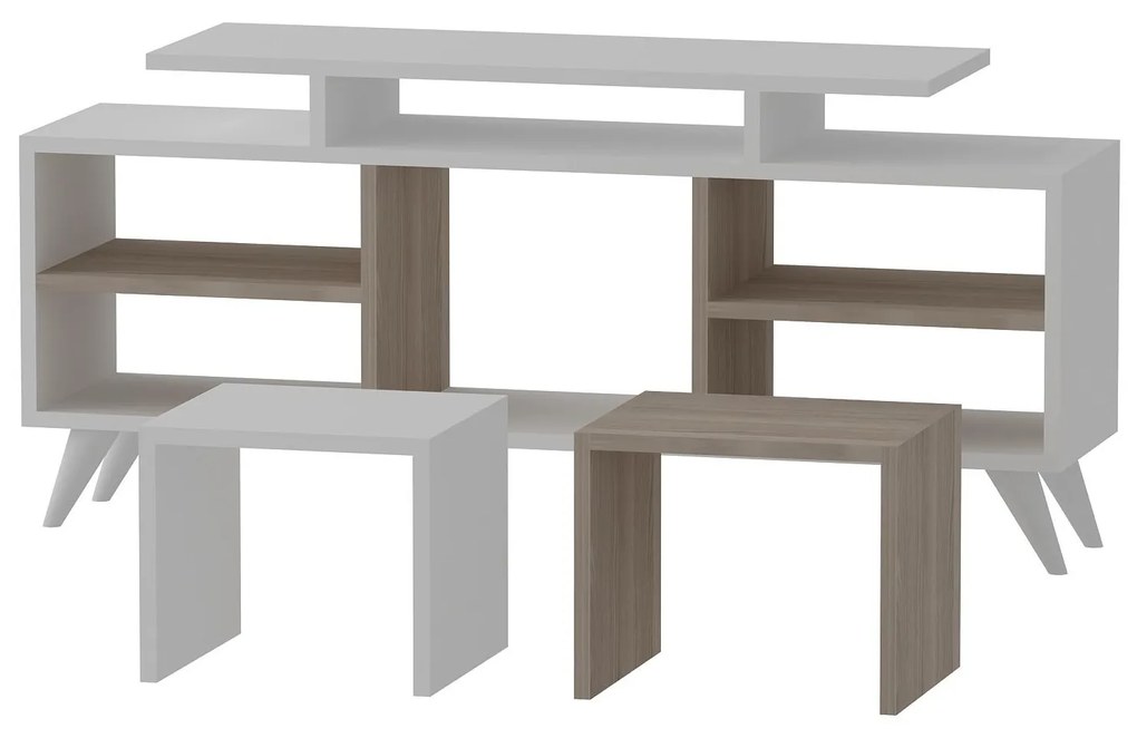 Set mobilier living Kutanetta (alb + Lemn deschis). 1107121