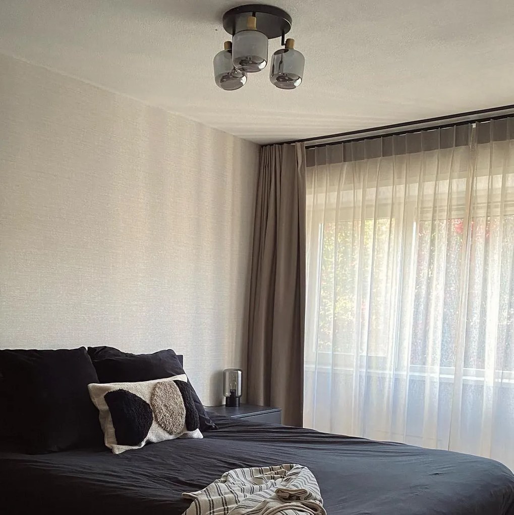 Spotlight de plafon negru cu auriu cu sticlă fumurie cu 3 lumini - Zuzanna