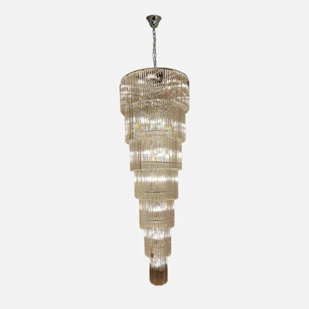 Lustra spectaculoasa pentru casa scarii sau hol LUXE crom, H-330cm