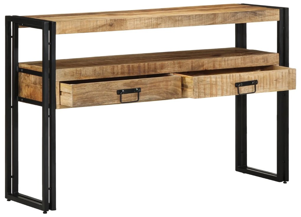 Mese laterale vidaXL Negre 120x33x75 cm din lemn solid de mango și metal