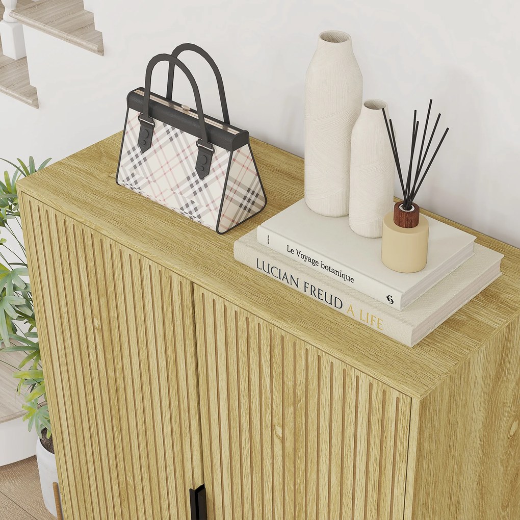 HOMCOM Dulap Pantofi 5 Niveluri cu Rafturi Reglabile, Picioare Metalice, Design Elegant Stejar, Stabil și Sigur, 80x38x110 cm | Aosom Romania