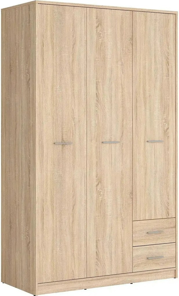 Dulap NEPO PLUS, stejar sonoma, PAL, cu 3 usi si 2 sertare, 119x55x197
