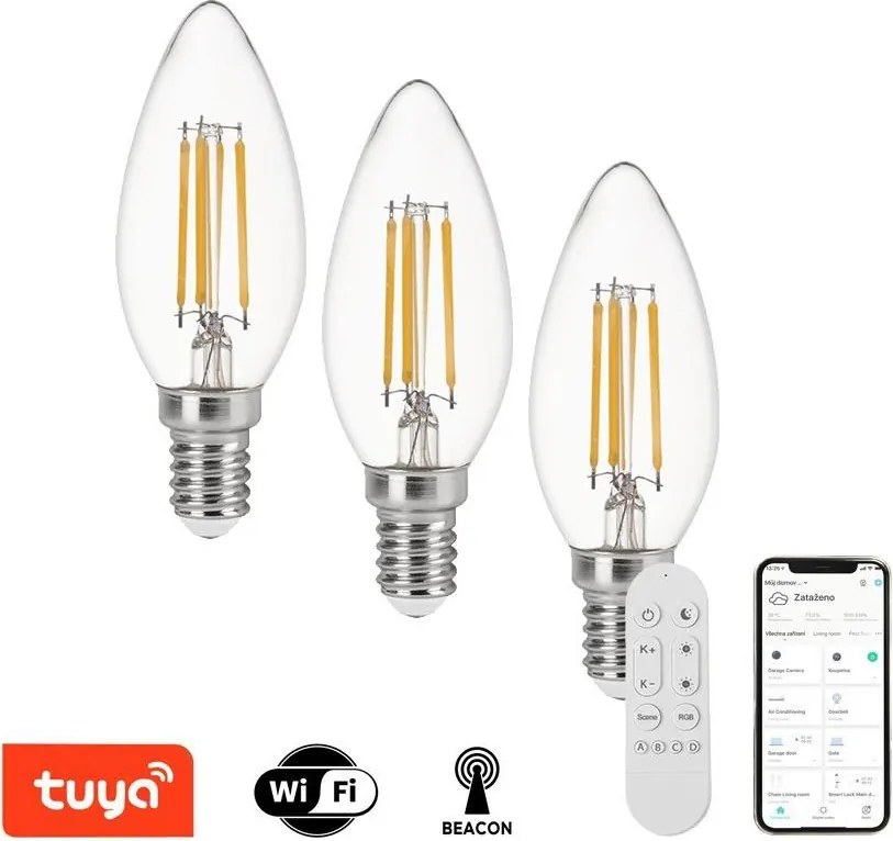 Immax NEO 07807CDO - Set 3x becuri LED CCT reglabile E14/4W/230V Wi‑Fi+telecomandă