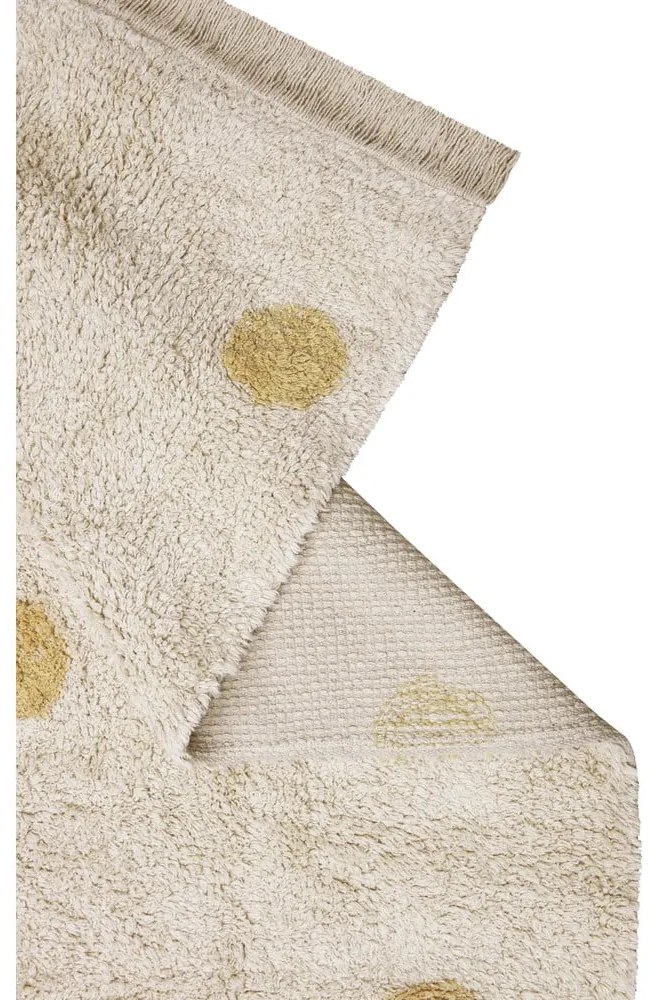 Covor pentru copii galben ocru/crem lavabil/țesut manual din bumbac 120x160 cm Hippy Dots Honey – Lorena Canals