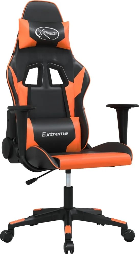 vidaXL Scaun de jocuri, negru și oranj, piele ecologică