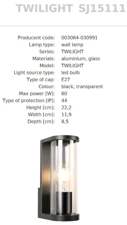 Aplica de Perete Exterior, Protectie IP44, TWILIGHT