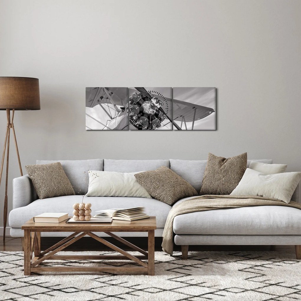 Tablou - Aeronava (cu ceas) (90x30 cm)