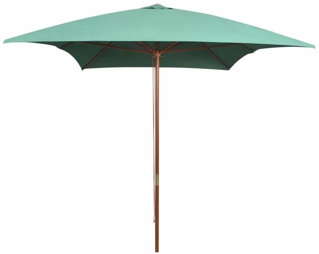 Umbrelă de soare cu stâlp de lemn 200x300 cm, verde