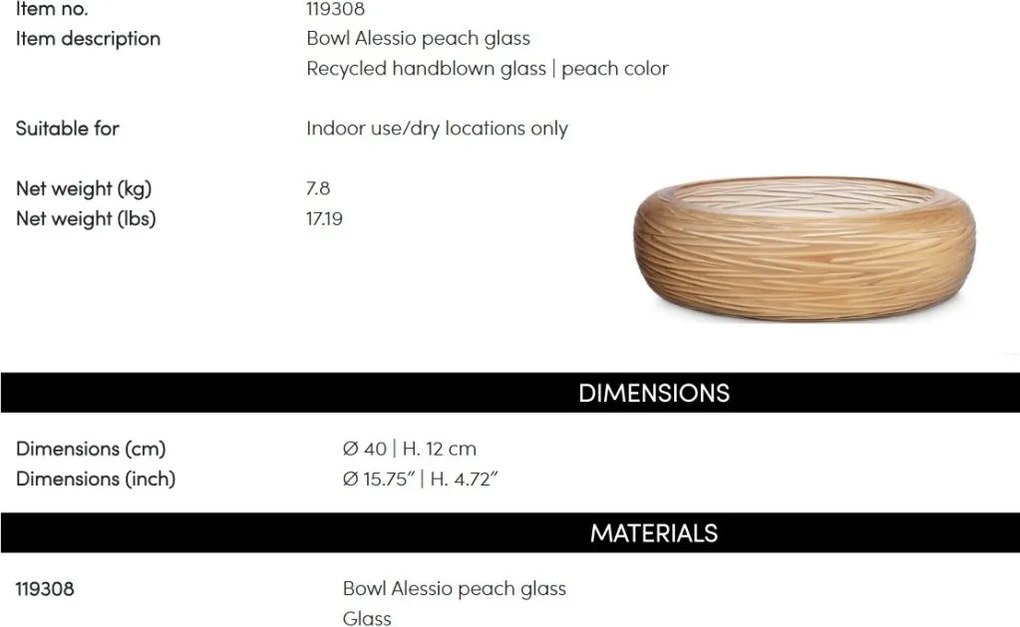 Bol LUX, Sticla Suflata, Reciclata, Alessio, 119308 HZ