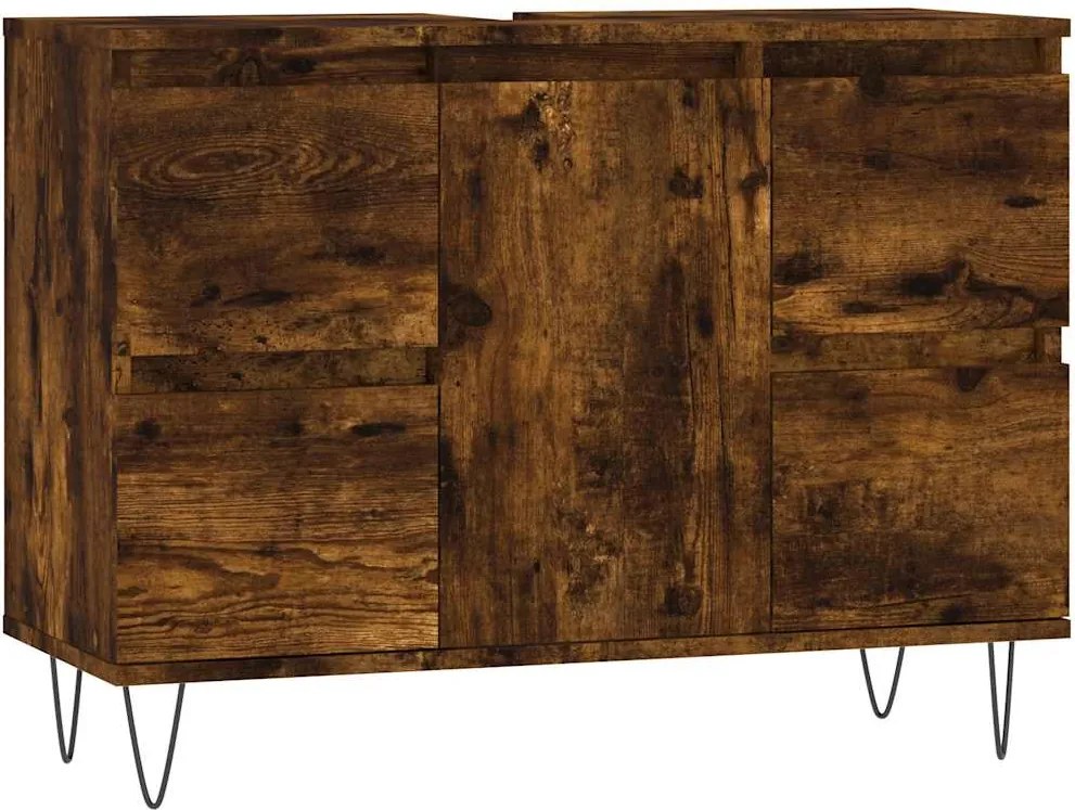 vidaXL Dulap pentru baie, stejar fumuriu, 80x33x60 cm, lemn compozit