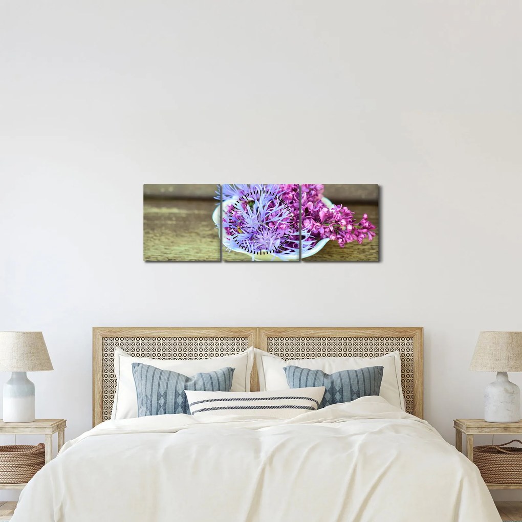 Tablou cu decorațiune din lavanda (cu ceas) (90x30 cm)