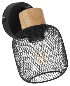 Brilagi - Aplică spot de perete BASKLITE 1xE27/15W/230V lemn de cauciuc/negru