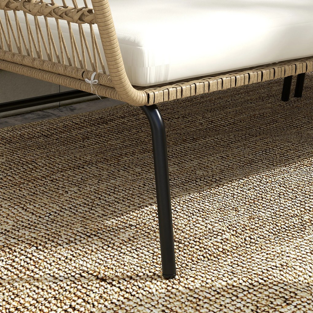 Outsunny Set de șezut pentru grădină, set mobilier lounge, PE-Rattan, 122 x 79 x 75 cm, natural + crem | Aosom Romania