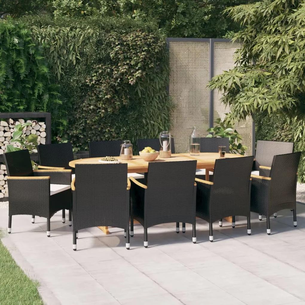 3103602 vidaXL Set mobilier de grădină cu perne, negru, 11 piese