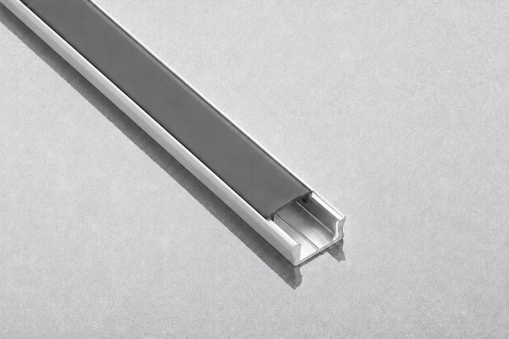 Set profil LED aplicat Glax Mini GTV, din aluminiu, argintiu, cu dispersor negru, 3 m Aluminiu, L:3000 mm; l:14.2 mm; H:6.6 mm, Glax Mini, 10 mm,
