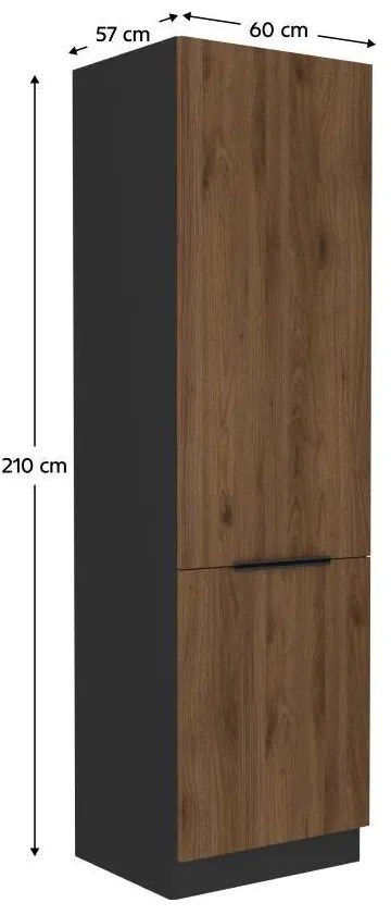 Dulap bucătărie pentru frigider încorporat Monzesa 60 LO 210 2F (nuc okapi + negru) . 1096970
