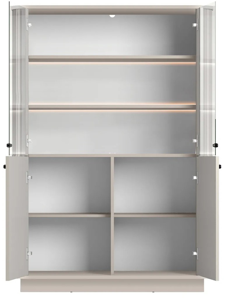 Vitrină cu patru uși pe soclu Vesper 103 cm - casmir / mânere negre