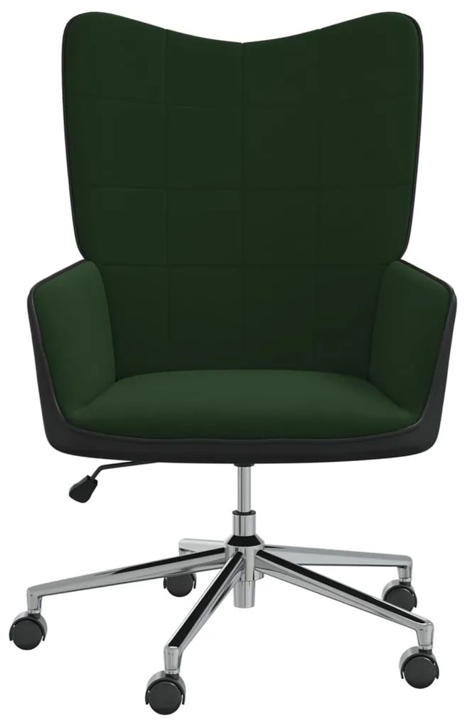 327899 vidaXL Scaun de relaxare, verde închis, catifea și PVC