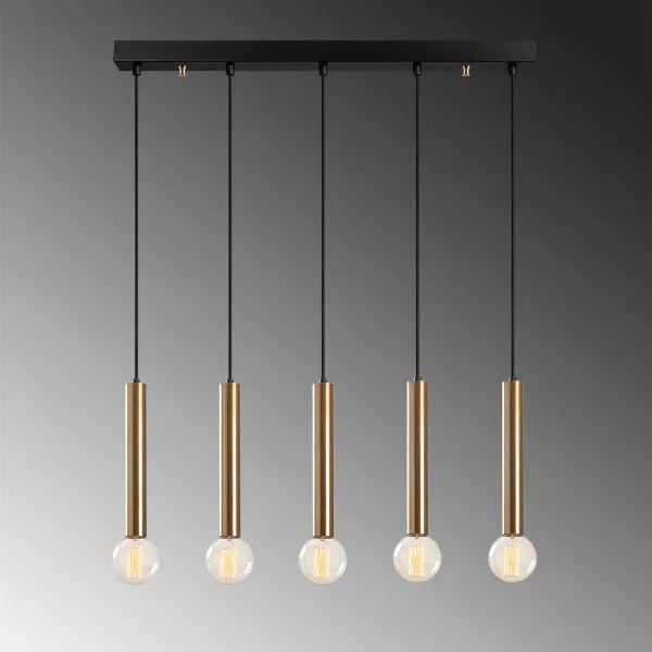 Lustră suspendată pe cablu TEMPO, 5 x E27, 40 W, 230 V, aurie
