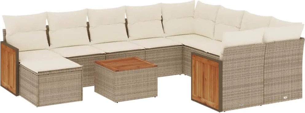 vidaXL Set canapele de grădină cu perne, 11 piese, bej, poliratan