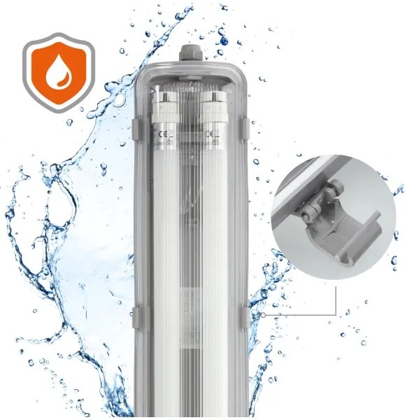 Corp de iluminat LED fluorescent industrial Brilagi OPTIMA T8 2xG13/18W/230V IP65 – palet 110 buc.