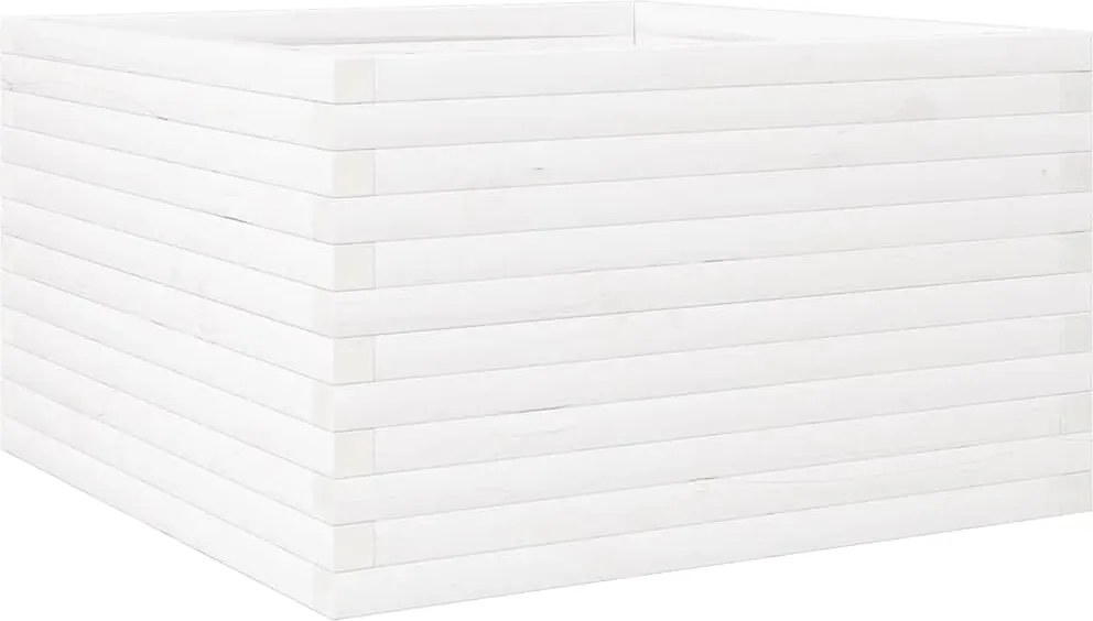 vidaXL Jardinieră de grădină, alb, 80x80x46 cm, lemn masiv de pin