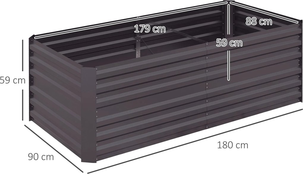 Outsunny Ghiveci pentru plante, jardiniere practică pentru plantare, îngrijire și cultivare, pat ridicat, oțel, gri închis | Aosom Romania