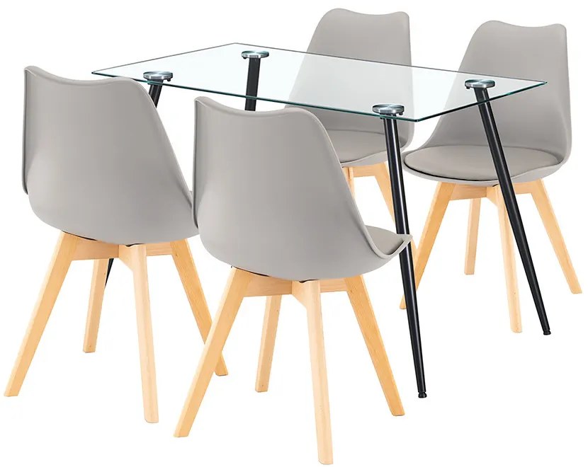 Milo 4+1 set de sufragerie negru-gri