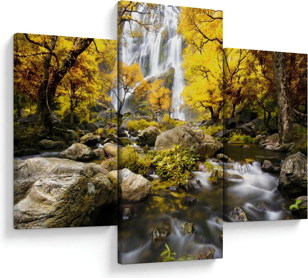Tablou - Cascade în peisaj de toamnă, galben (90x60 cm)