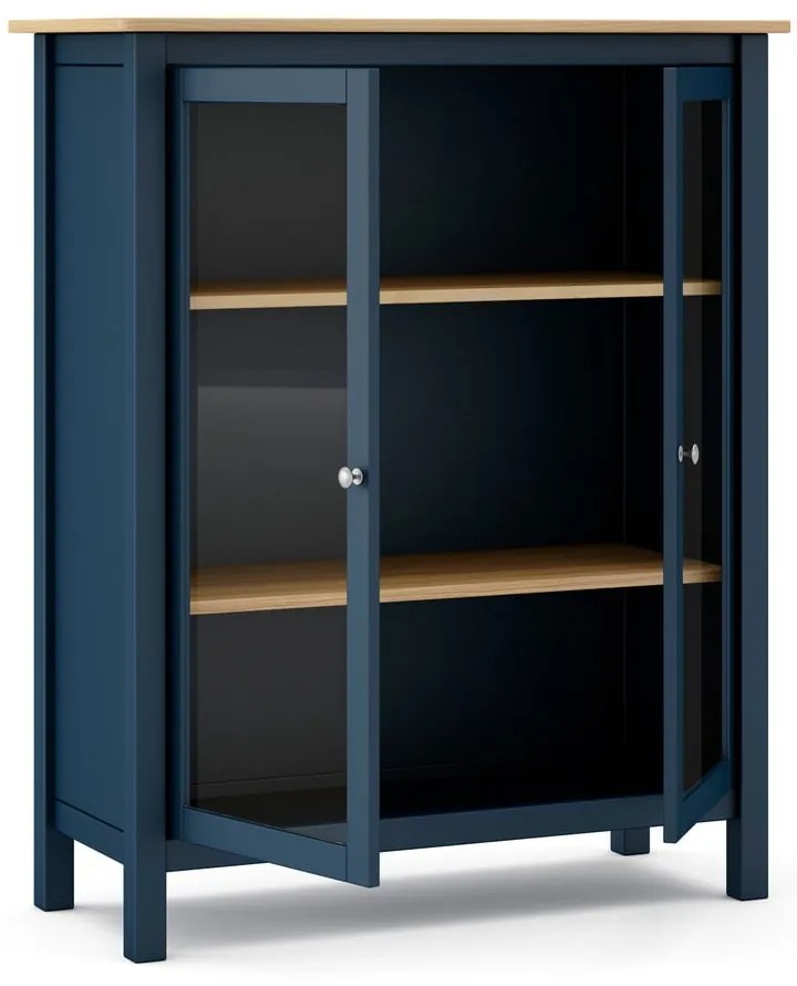 Vitrină albastru-închis/natural din lemn de pin 90x110 cm Misti – Marckeric