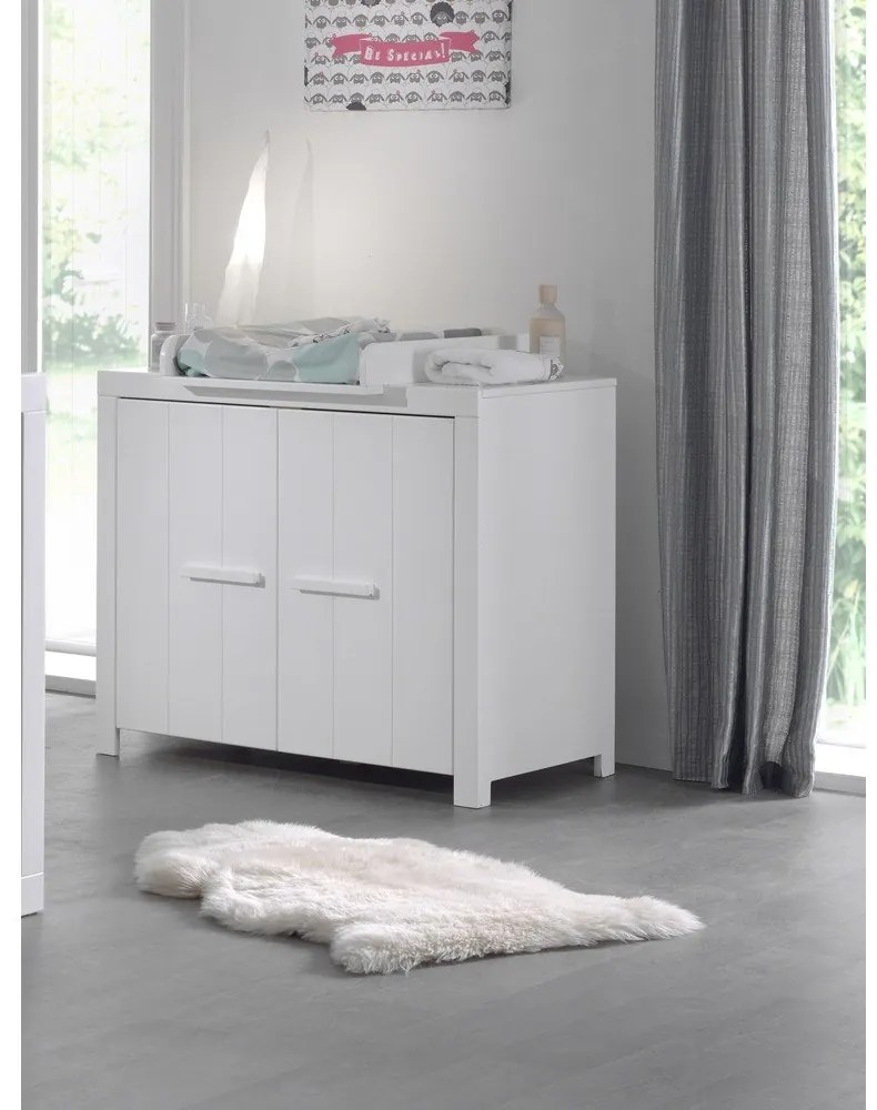 Comodă de copii albă joasă din lemn masiv de pin cu masă de înfășat 100x96 cm ERIK – Vipack