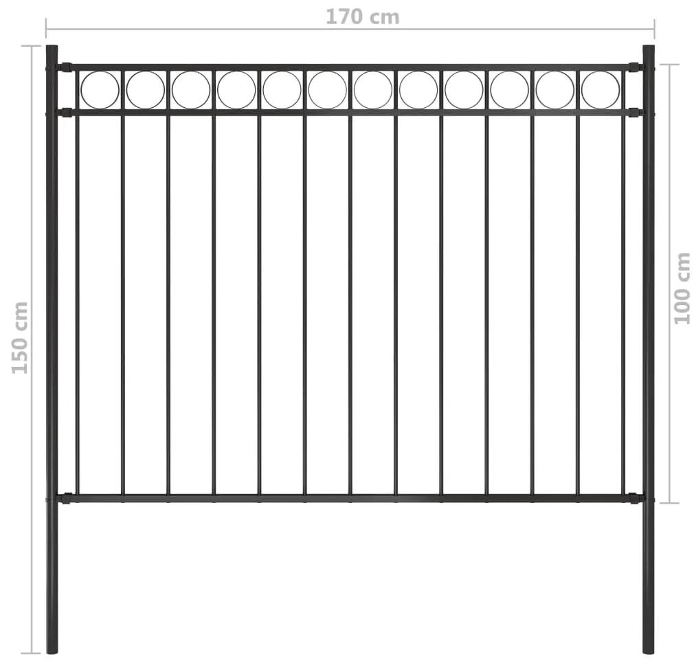 Gard de gradina, negru, 1,7 x 1 m, otel 1, 1.7 x 1 m