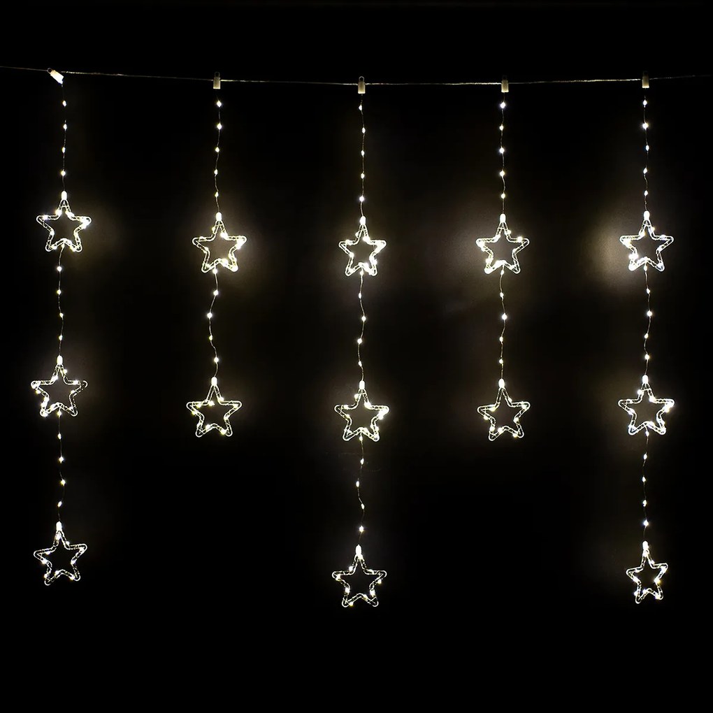 Perdea luminoasă pentru exterior Stars, 120x120cm,LED, alb cald, temporizator, 8 funcții, 120 cm