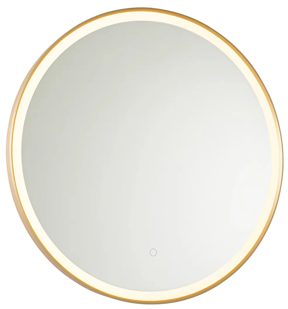 Oglinză de baie aurie 70 cm cu LED inclus cu dimmer tactil - Miral