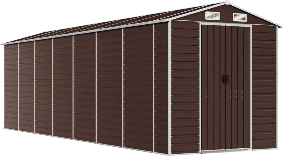 vidaXL Șopron de grădină, maro, 191x640x198 cm, oțel galvanizat