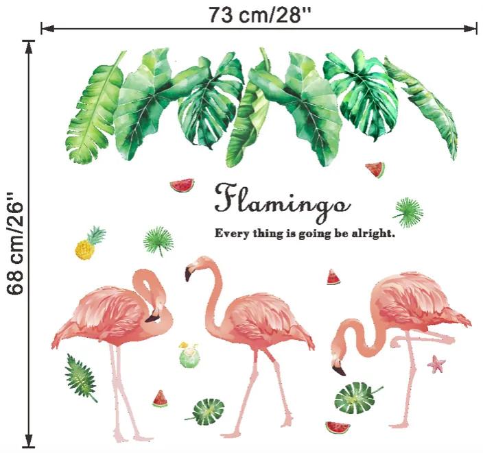 Autocolant de perete "Flamingos 2" 68x73cm