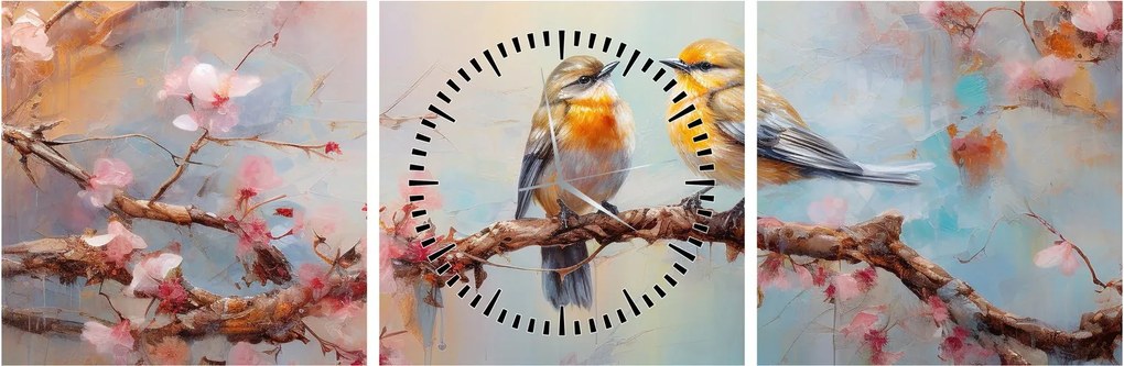 Tablou - Porumbeii (cu ceas) (90x30 cm)