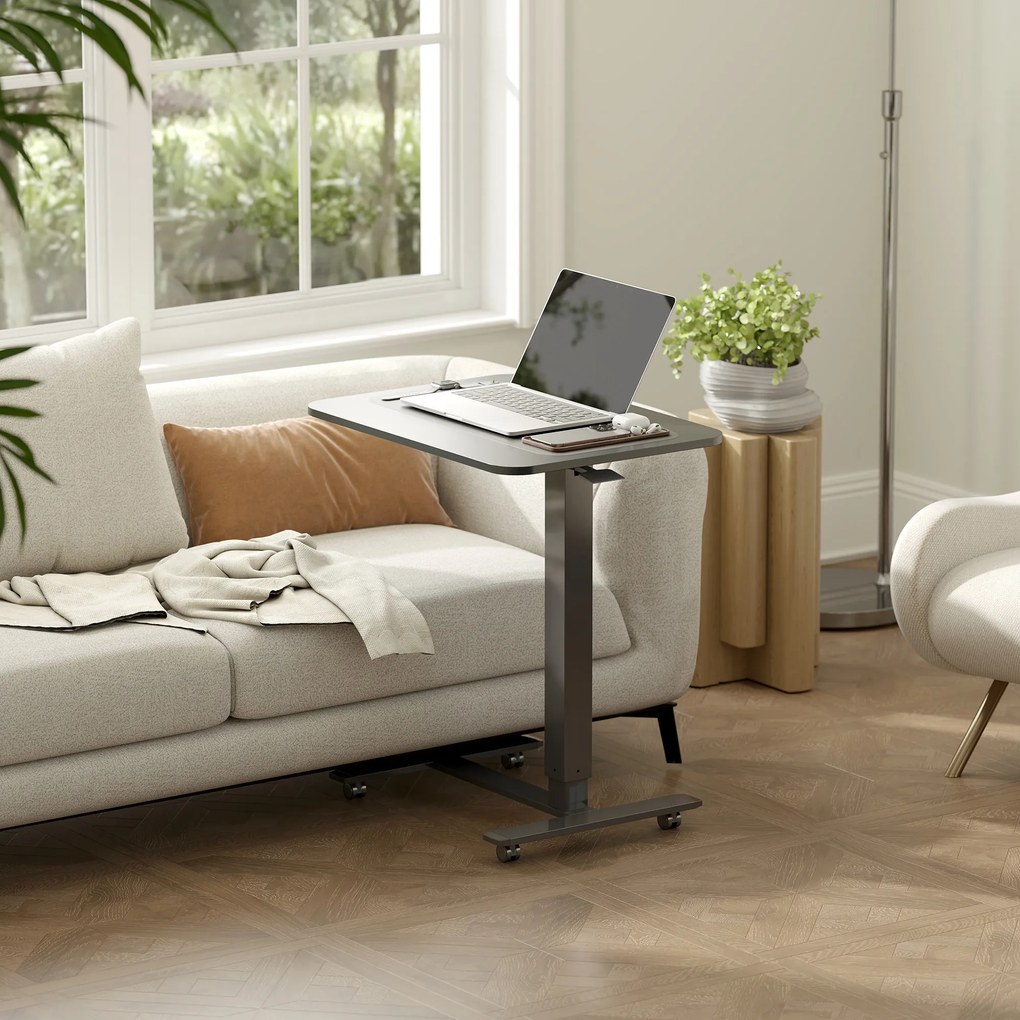 HOMCOM Birou reglabil pe înălțime incl. 4 roți C-Formă 65 cm x 48 cm x 70-110 cm Negru | Aosom Romania