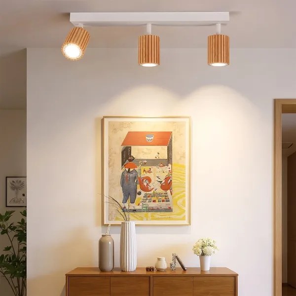 Brilagi - Lampă spot MODERN WOOD, 3xGU10/8W/230V, lemn de cauciuc/alb