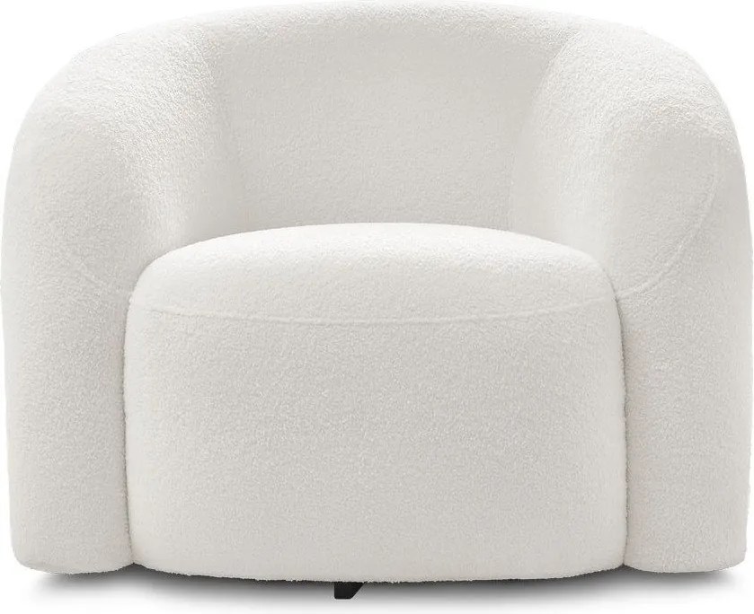 Fotoliu alb pivotant cu tapițerie din țesătură bouclé Elina – Bobochic Paris