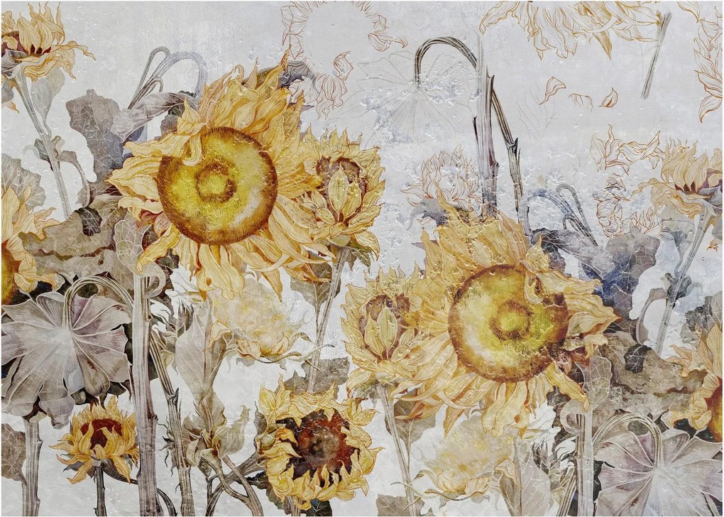 Tablou - Floarea-soarelui pe perete (70x50 cm)