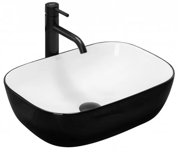 Lavoar Belinda ceramica sanitara negru/alb - 46,5 cm